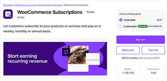 WooCommerce subscriptions extension