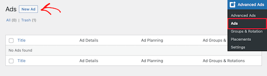 WP Advanced Ads ajouter nouveau