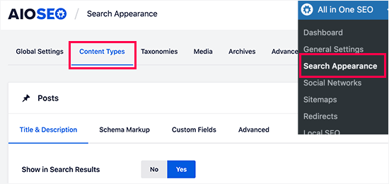 Ställa in inläggstyper i All in One SEO Ställa in inläggstyper i All in One SEO