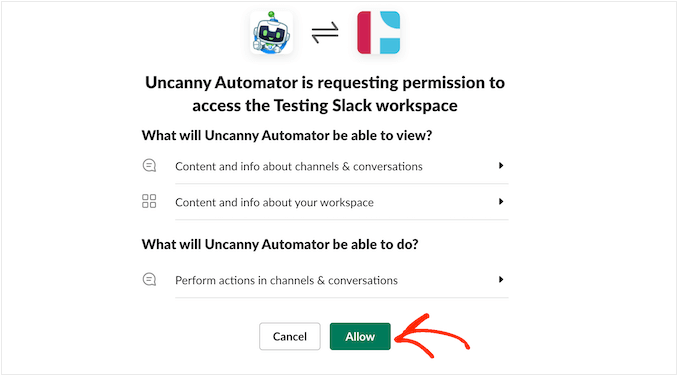 Giving Uncanny Automator access to Slack Giving Uncanny Automator access to Slack