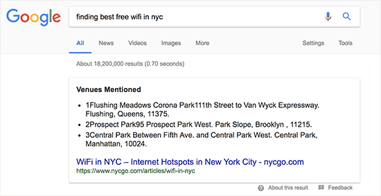 Ett rich snippet-resultat i Google Sök Ett rich snippet-resultat i Google Sök
