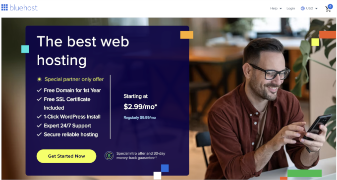 Bluehost ana sayfası Bluehost ana sayfası