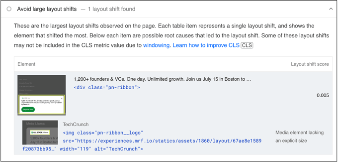 Layout shift elements Layout shift elements