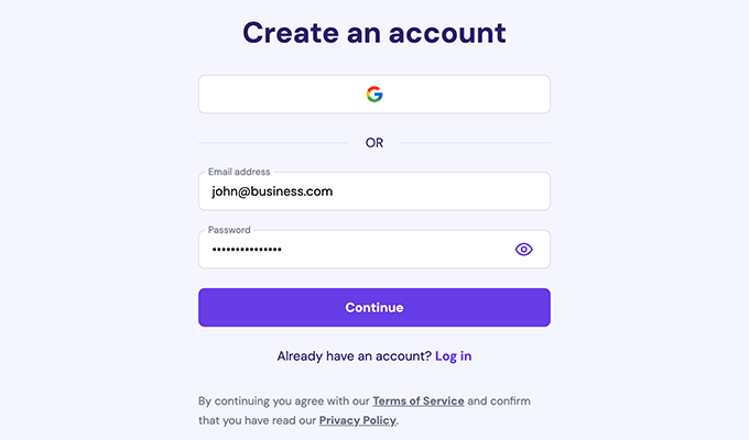 Hostinger Skapa ett nytt konto
