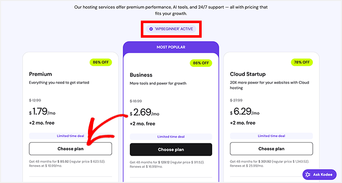 Hostinger choose a pricing plan