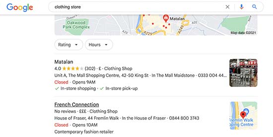 Local search results Local search results