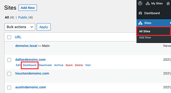 Manage sites Manage sites