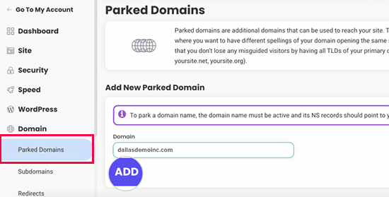 SiteGround parked domains SiteGround parked domains