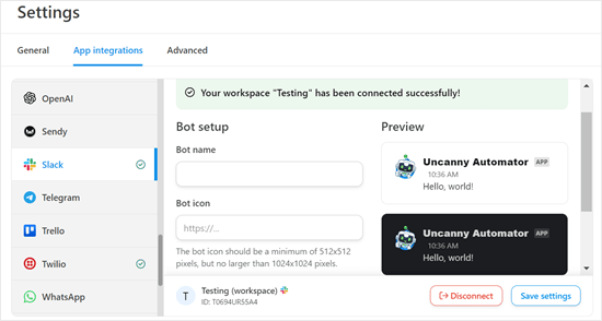 What a successful Slack integration in Uncanny Automator looks like What a successful Slack integration in Uncanny Automator looks like
