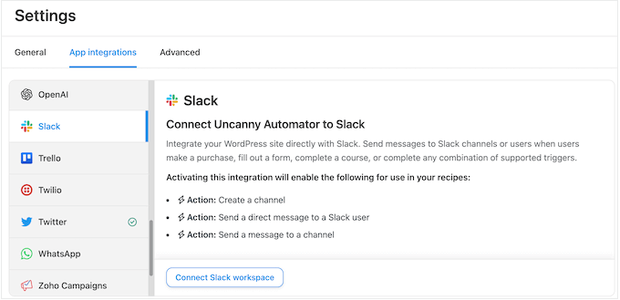 Connecting Uncanny Automator to Slack Connecting Uncanny Automator to Slack