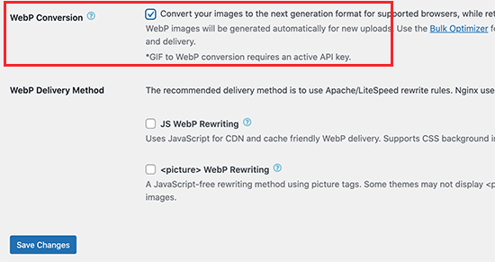 WebP conversion in EWWW WebP conversion in EWWW