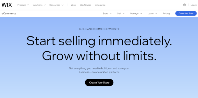 Wix eCommerce features
