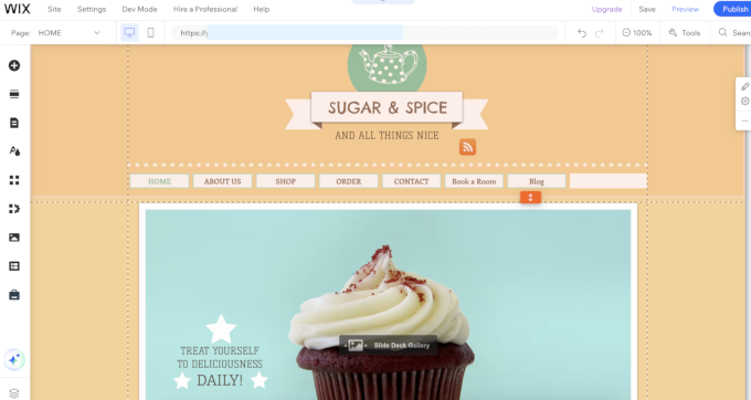 Editing a site in Wix