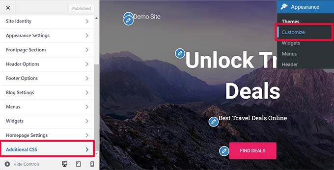 テーマ カスタマイザーの追加 CSS