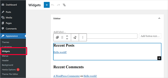 サイドバーウィジェットを編集