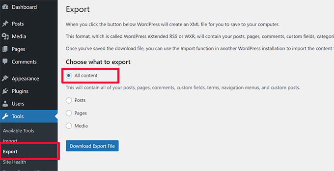 Export single site in a WordPress multisite Export single site in a WordPress multisite