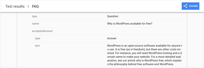 FAQ schema test results FAQ schema test results