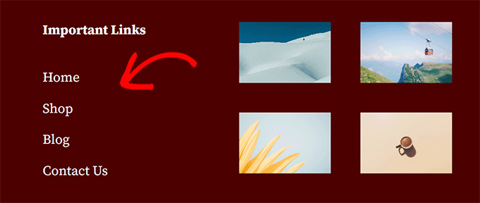 フッターのナビゲーションリンク