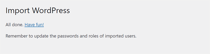 Importing finished Importing finished