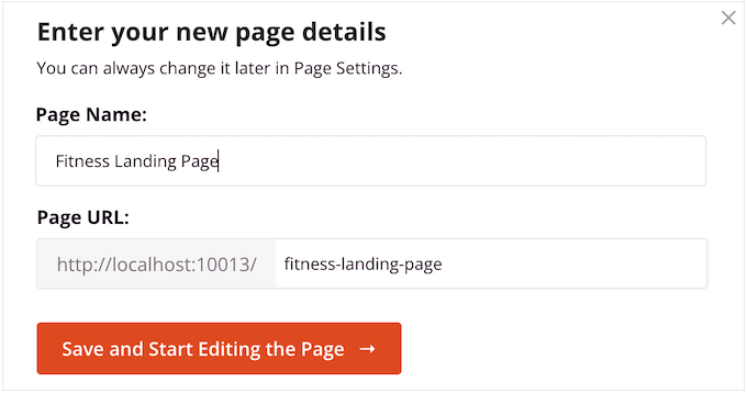Giving your custom landing page a name Giving your custom landing page a name