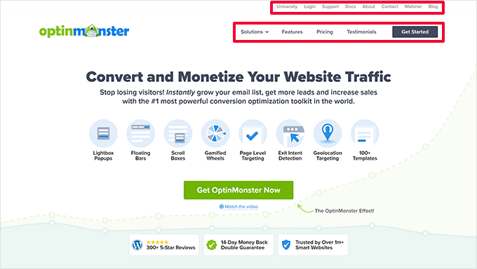 複数のナビゲーションメニュー