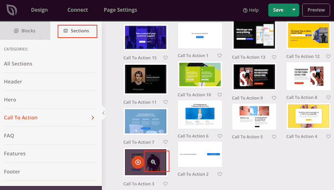 Adding ready-made sections to a custom landing page design Adding ready-made sections to a custom landing page design