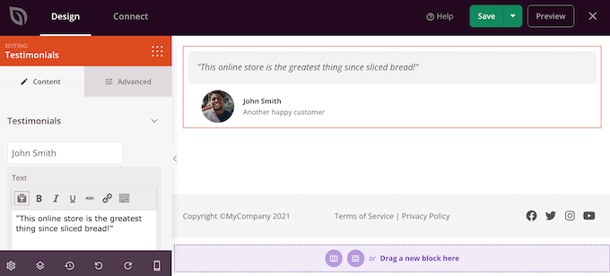 Creating a rotating customer testimonial