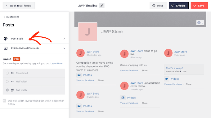 Customizing a Facebook status feed with Smash Balloon Customizing a Facebook status feed with Smash Balloon