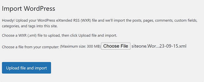 Upload import file Upload import file