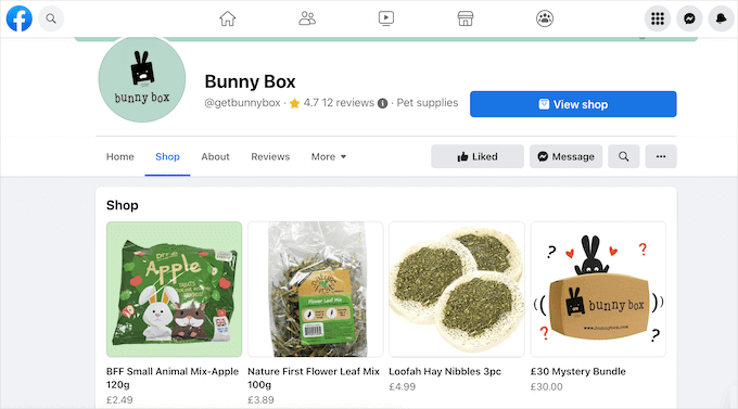 Un esempio di negozio Facebook Un esempio di negozio Facebook