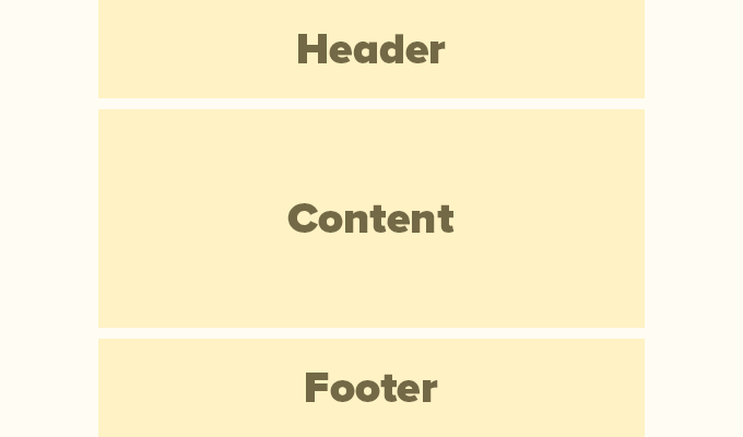 シングルカラムのウェブサイトレイアウト例