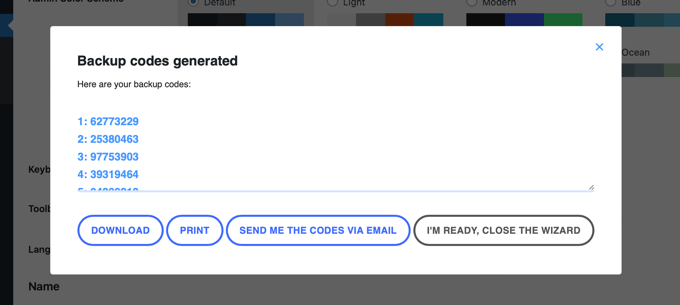 List of Backup Codes List of Backup Codes