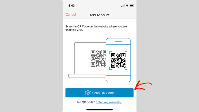 Click the Scan QR Code Button Click the Scan QR Code Button