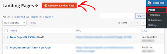 Add new SeedProd landing page Add new SeedProd landing page