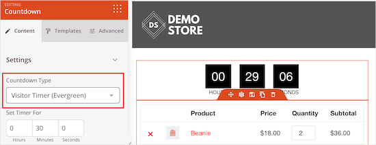 Countdown timer evergreen block Countdown timer evergreen block