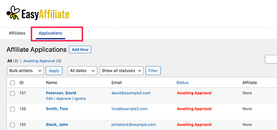 Affiliate-ansökningar