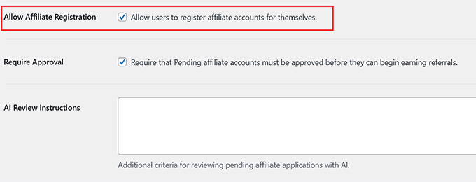 Allow affiliate registration in AffiliateWP Allow affiliate registration in AffiliateWP