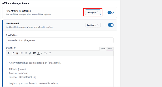 Configure emails in AffiliateWP Configure emails in AffiliateWP