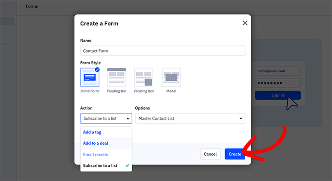 ActiveCampaignでフォームを作成する