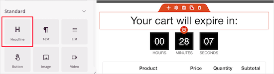 Countdown timer header Countdown timer header