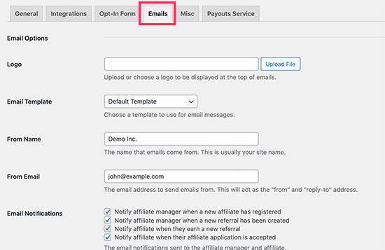 Konfigurera e-postmeddelanden