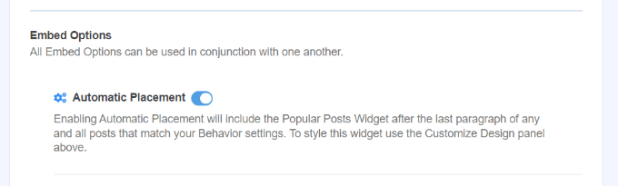 Automatic popular posts placement option Enable automatic placement