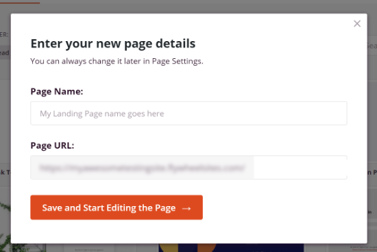 Enter a Page Name and Page URL Enter a Page Name and Page URL