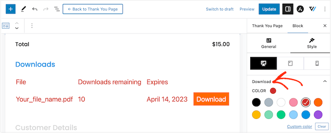 Customizing the colors and fonts on a custom eCommerce page Customizing the colors and fonts on a custom eCommerce page