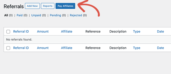 Betala affiliates manuellt