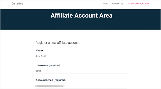 Preview of account area page in AffiliateWP Preview of account area page in AffiliateWP