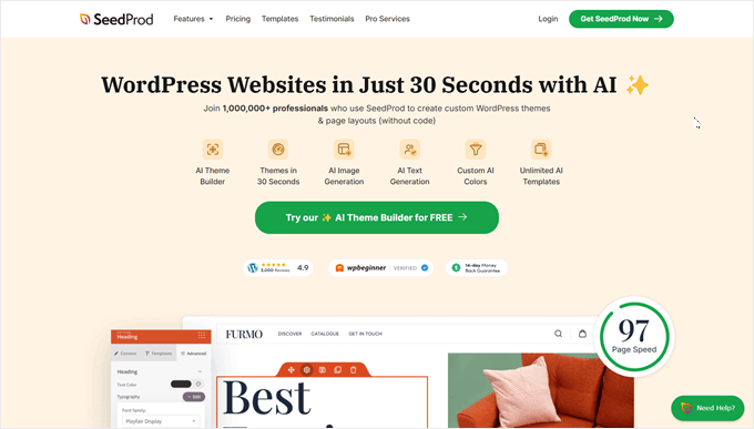 Il plugin page builder SeedProd per WordPress