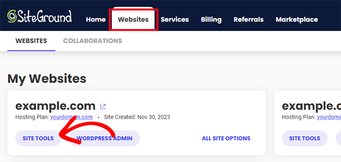 SiteGround site tools SiteGround site tools