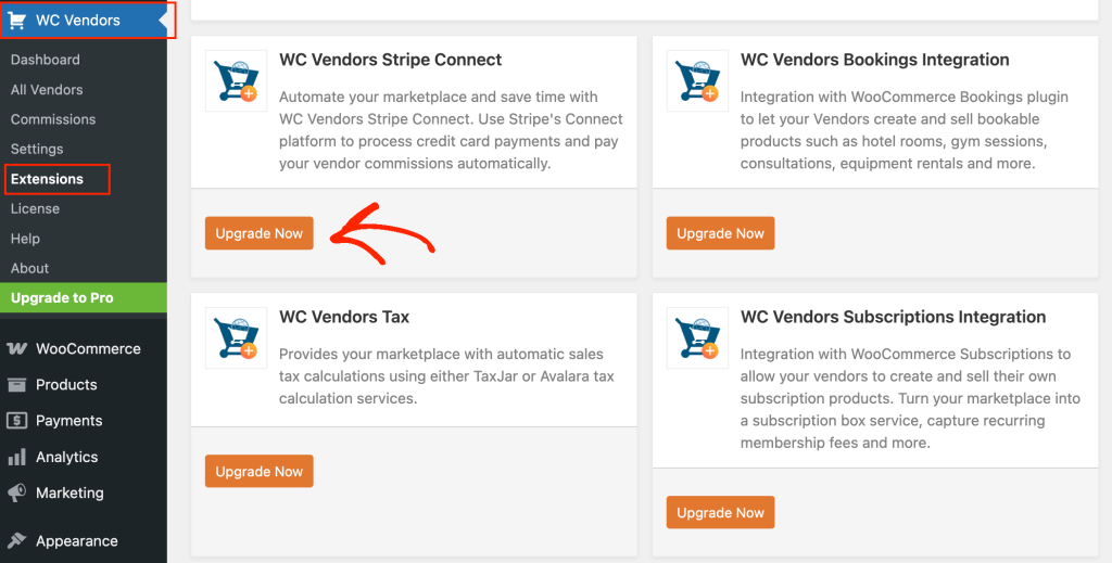 Installing extensions for WooCommerce and WP Vendors