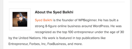 Author bio example Author bio example